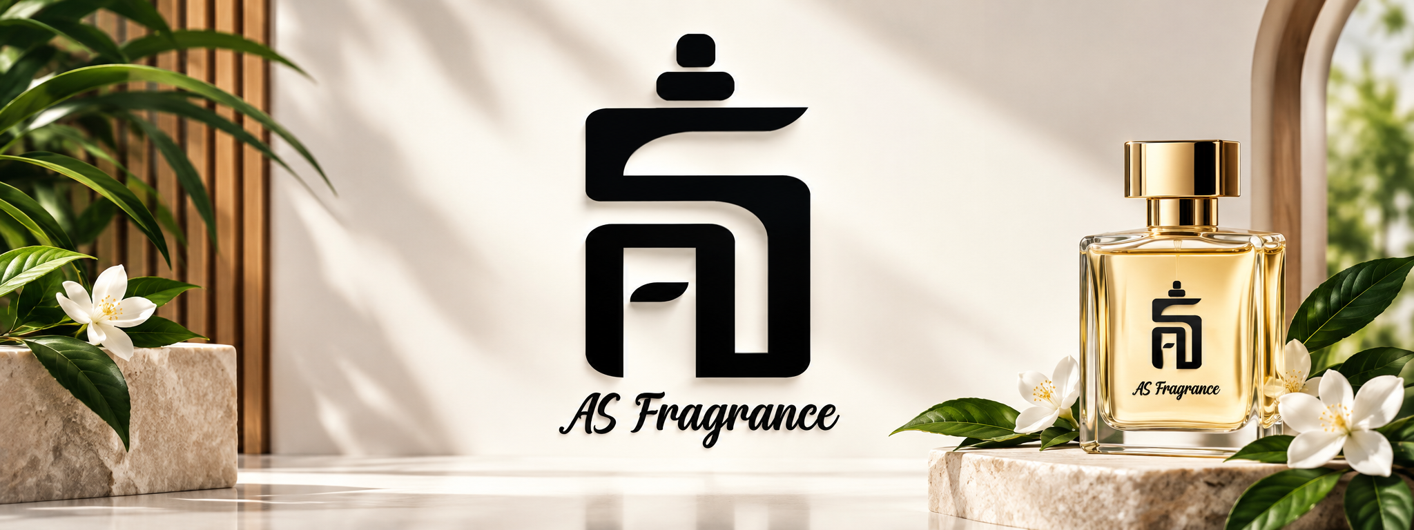 Signature fragrance bottle in a minimal setting